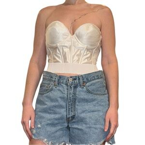 Vintage Carnival Satin Longline Strapless Bustier Bra